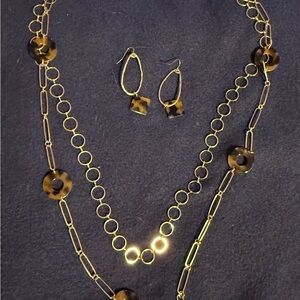 Gold and faux tortoise Jewelry Set